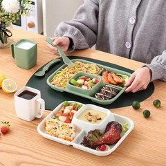 Aiyoo Unbreakable Rectangular Divided Plates For Adults 4 Sections Portion