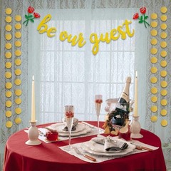 Be Our Guest Gold Sign Banner – Reception for Beauty 3 Piece Set,