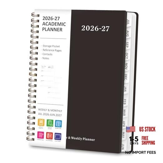 Planner 2026-2027, Weekly and Monthly 6.3″x8.5″(Jul 2026-Jun 2027) A-Black