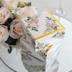 25 GOLD 4″ Party Favor BOXES Floral Printed Candy Gift Holders Events Supplies