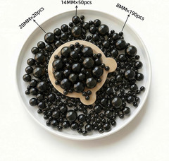 260Pcs Black Vase Filler Beads for Centerpieces,No Hole Faux Pearl 8/14/20Mm,For