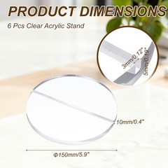 6Pcs Clear Acrylic Stand, 5.9″ Round Card Holders with 1/8″ Slot, 150 mm