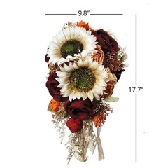 9.8 Inch Vintage Sunflower Wedding Bouquets for Bride Artificial Sunflower an…