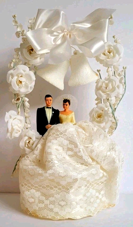 Vintage 1950s Bride & Groom Wedding Cake Topper w/Original Box Custom Built