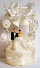 Vintage 1950s Bride & Groom Wedding Cake Topper w/Original Box Custom Built