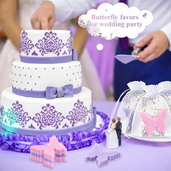 Dunzy 100 Sets Butterfly Theme Baby Shower Favors for Guests Purple, Pink