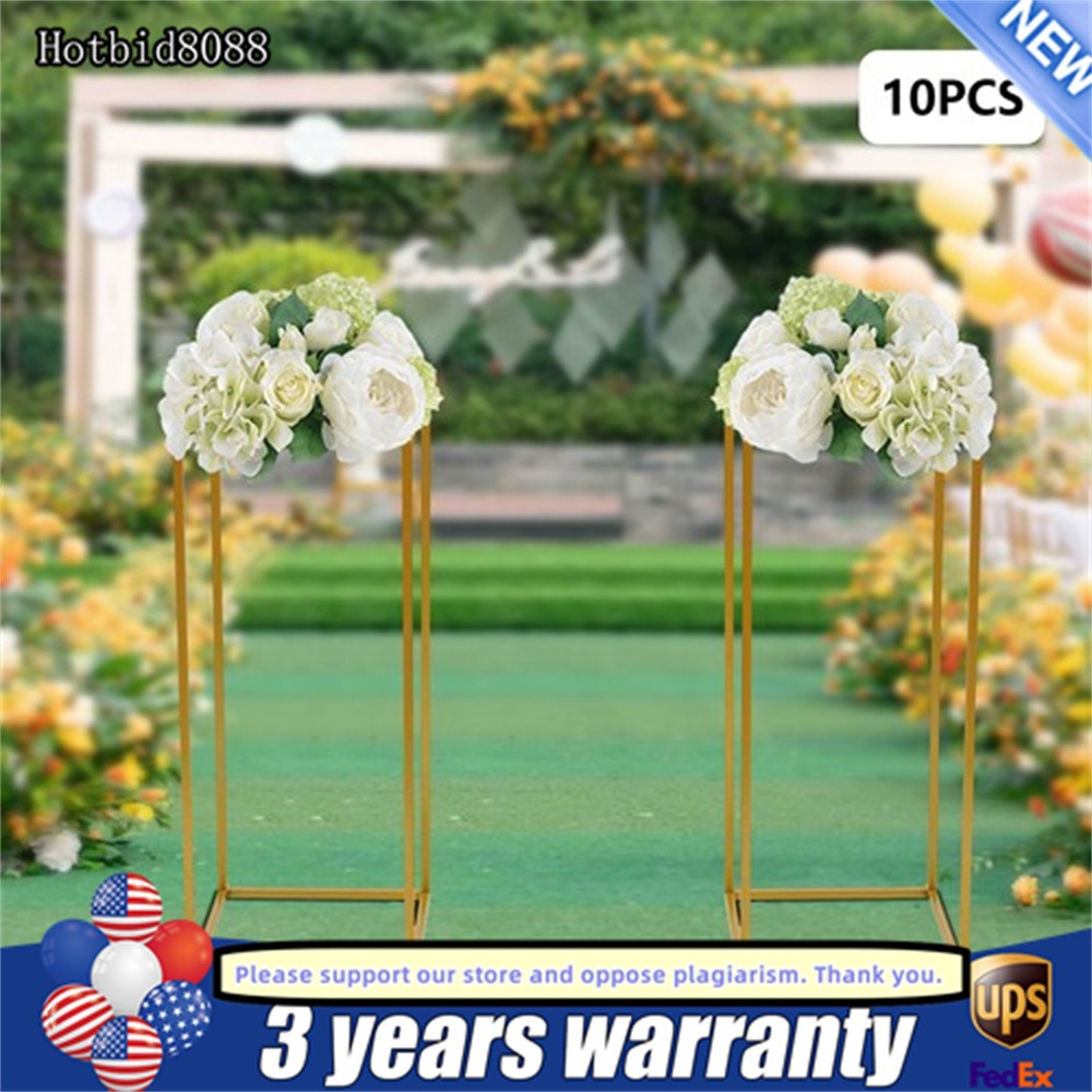 10x Golden Metal Flower Stand 23.6″ Tall Wedding Decor Frame Table Centerpiece