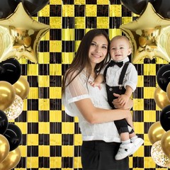 Graduation Foil Fringe Curtain Party Decoration, 2 Pack 3.3×6.6 Ft Black and …