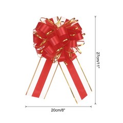 5pcs 8 Inch Large Big Pull Bows with Gold Edge, Organza Car Gift Wrapping , Red