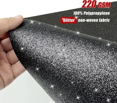 Glitter Black Carpet Runner for Party, 2.46X15Ft, 200GSM Glitter Non-Woven Fabri