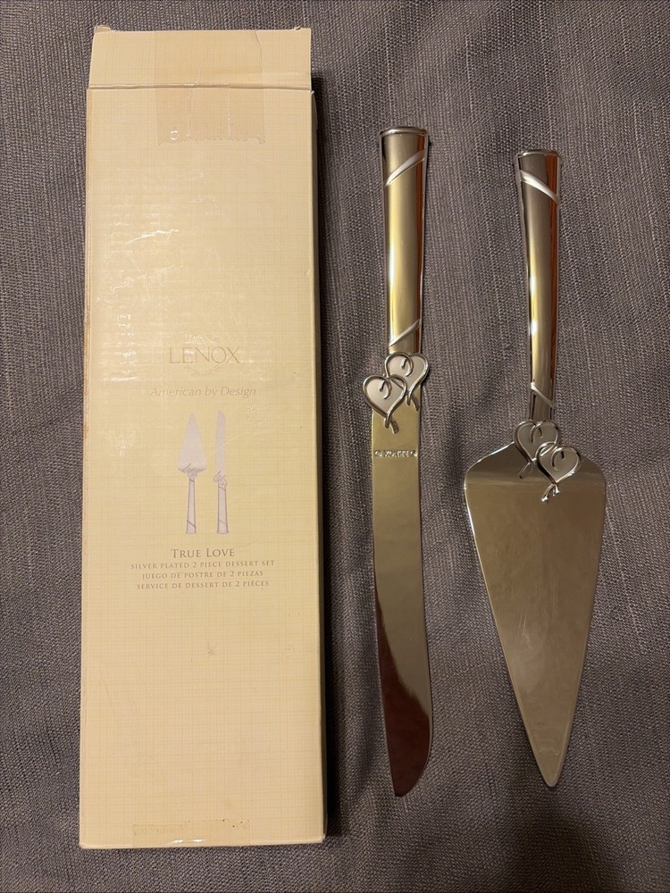 Lenox True Love 2-Piece Dessert Set Cake Knife & Server 13″ Wedding Cake Silver