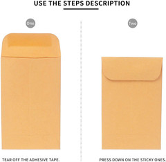 Xxcxpark 500 PCS #7 Coin Envelopes, 3.5 X 6.5 Inches Brown Kraft Envelopes Class