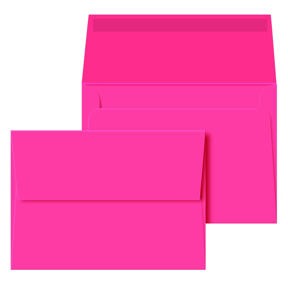 A7 Envelopes, 5 1/4″ x 7 1/4″, Fuchsia, Square Flap, 24w (90gsm), 25 Pk