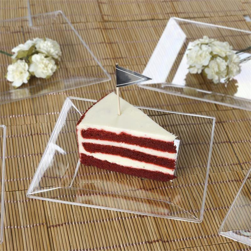 10 pk Plastic 6″ CLEAR Square PLATES Disposable TABLEWARE Party Wedding SALE