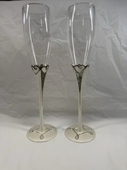 Vintage Crystal Wedding Champagne Goblets for Bride & Groom