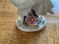 Bride And Groom Vintage Wedding Cake Topper, Ceramic Wedding Figurine