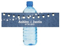 100 Denim & Market Lights Wedding anniversary Engagement Party Water Labels