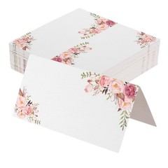 100pcs Place Cards, Printable Place Name Cards, Double Flower Pattern
