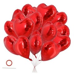 30Pcs 18 Inch Heart Balloons Valentine’s Day Heart Shape Foil Mylar Red