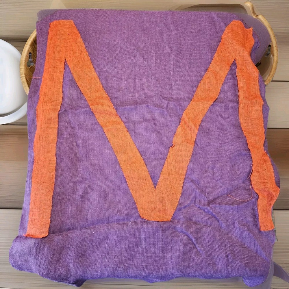 12 Foot Long/4 Foot Wide Dark Purple Aisle Runner With Orange Letter «M»