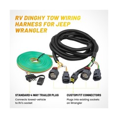 Oyviny 58903 Custom 4 Pin RV Dinghy Towing Wiring Harness Kit for 2007-2018 J…
