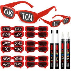 Flutesan Personalized Rectangle Sunglasses with Marker Pens for Red/White