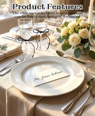 100 PCS Name Place Cards Table Setting Velvet Ribbon Wedding Party 3.94″x1.57″