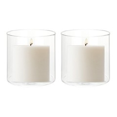 2Pcs Transparent Glass Candle Holder Tube Shade (H:3.9″ OD:4″)