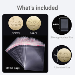120 His and Her Gold Foil Wedding Favor Stickers for Treat Bags