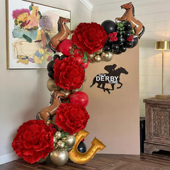 Giant Red Velvet Flower Set – 6 Pcs for Derby, Weddings & Parties Decor