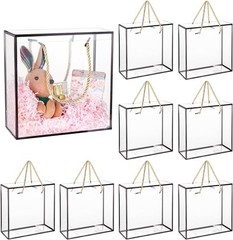 10 Packs Clear PET Plastic Gift Box 7.8×7.8×3.5 Inch Treat Gift Boxes W/ Gold