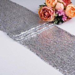 silver glitter sequin table runner wedding anniversary party cake table decor