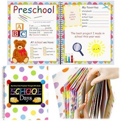 School Memory Book Photo Album for Kids, School Years Keepsake Book Polka Dots