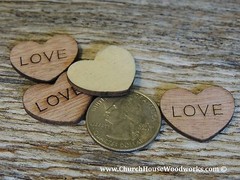 100 qty 1″ LOVE Wood Hearts Table Confetti Wooden Wedding Decor Embellishments