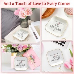 OASSIE Wedding Gifts for Couple 2025 – Mr & Mrs 4″x4″ Ceramic Jewelry Dish Tr…