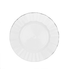 10 WHITE 9″ Round PLASTIC Salad Dinner PLATES Gold Wavy Rim Wedding Party