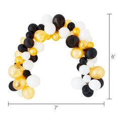 Black/White/Gold Balloon Garland, 76 Pieces, by