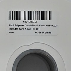 Ribbli Black Velvet Ribbon 3/8″ x 10 Yards Crinkled Luxury Gift Wrap Craft