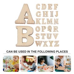 200Pcs Wooden Letter Slices Durable Wood Craft Material for Scrapbooking Beige