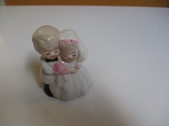 Vintage 1960s- Porcelain Wedding Bride & Groom Glossy Cake Topper Figurine
