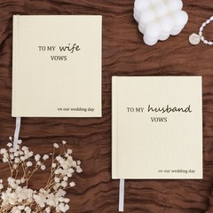 AKONEGE Wedding Vow Books His and Hers – Set of 2 Linen 5.87″ x 5.16″, Cream