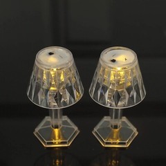 6 Clear 4.5 in Acrylic Crystal TABLE LAMPS Battery Operated LED Lights Party