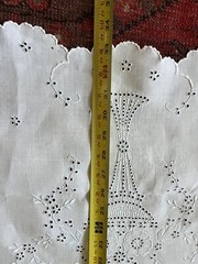 2 VTG Italian Hand Embroidery Floral Stem Chalice Goblet Figure Runners 51″ x18″