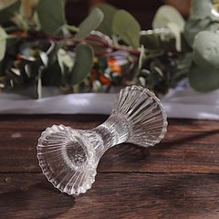2 Clear 5 in Hour Glass Reversible Pillar and Taper Candle Holders 5″,