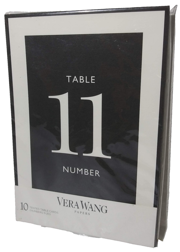New Vera Wang Papers Wedding Tented Table Numbers Cards 11-20 Black & White