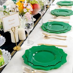 Disposable Party Plastic Plates 60Pcs, Green plastic Party Plates, Heavy Duty