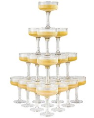 20 Pack Plastic Champagne Tower, 7oz Champagne Coupe Unbreakable Plastic Cock…