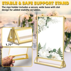 24 Pack – 4″x6″ Gold Acrylic Picture Frames – Gold Border, Double Sided Holders