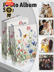 Lebrocoli Photo Album 4×6, 56 Pockets Small 4×6 inches, Botanical Wild Flower