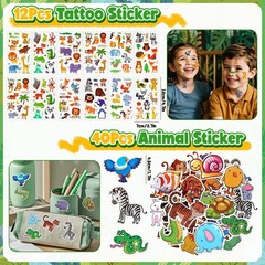 Winrayk 136Pcs Safari Party Favors Jungle Birthday Supplies for Kids, Wooden …